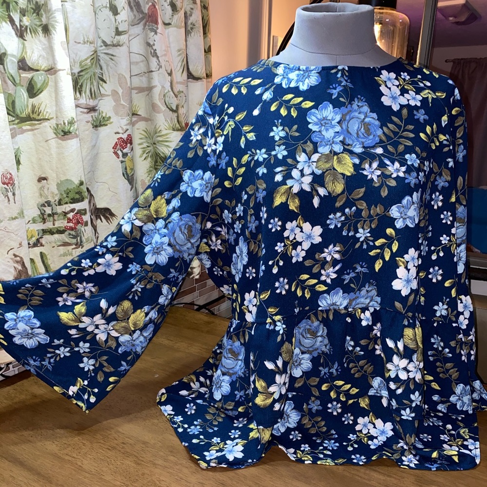 Blue Floral Blouse